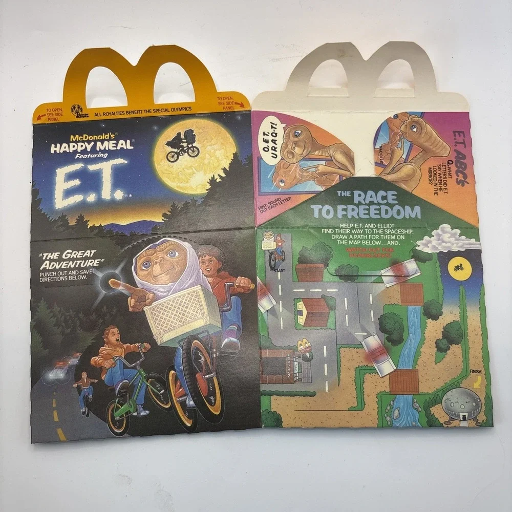 RARE 1985 Vintage E.T. Extraterrestrial McDonalds Happy Meal Box Great Adventure